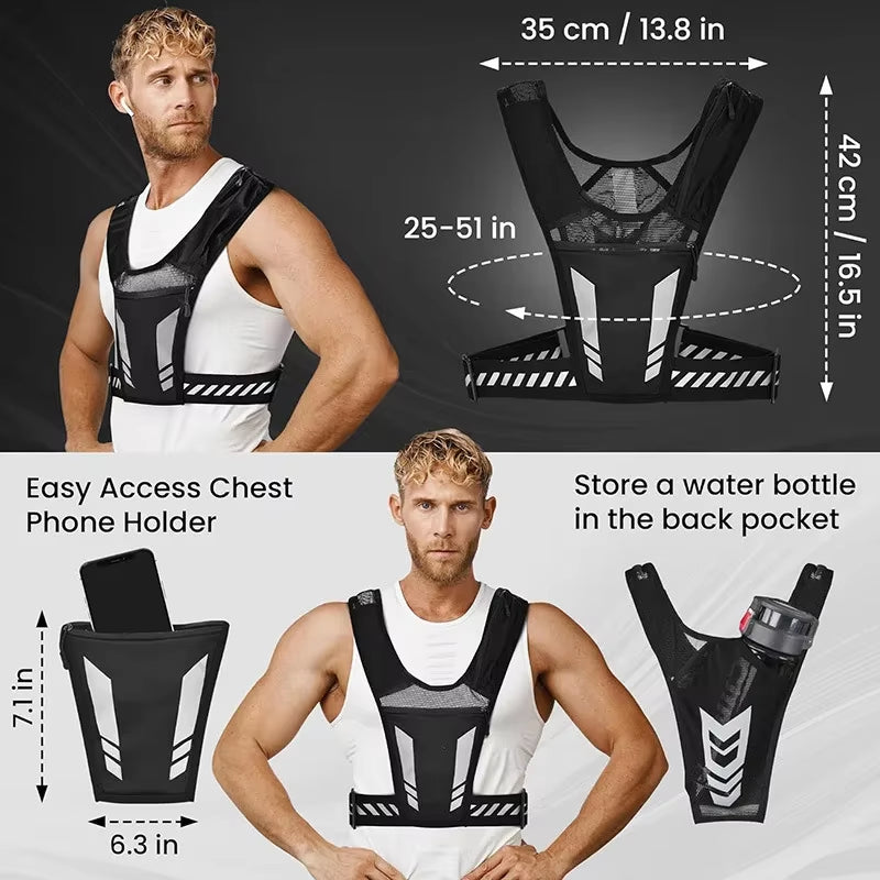 Reflective Running Backpack Universal Lightweight Sport Running Vest Mobile Phone Cards Bag for Jogging Fitness Male Female Vest